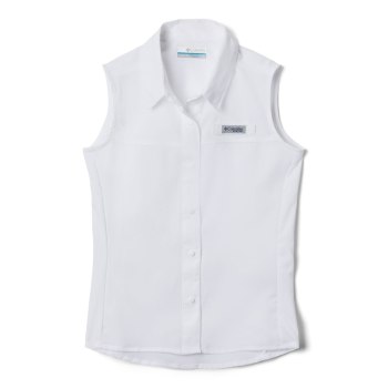 Columbia PFG Tamiami Sleeveless, Camisa Blancos Para Niña | 073652-DHC